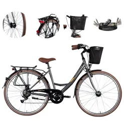 Miejski Rower Damski 28 Oświetlenie Dynamo Koszyk Dzwonek Stopka Błotniki