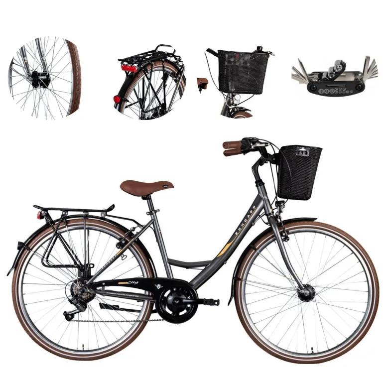 Miejski Rower Damski 28 Oświetlenie Dynamo Koszyk Dzwonek Stopka Błotniki