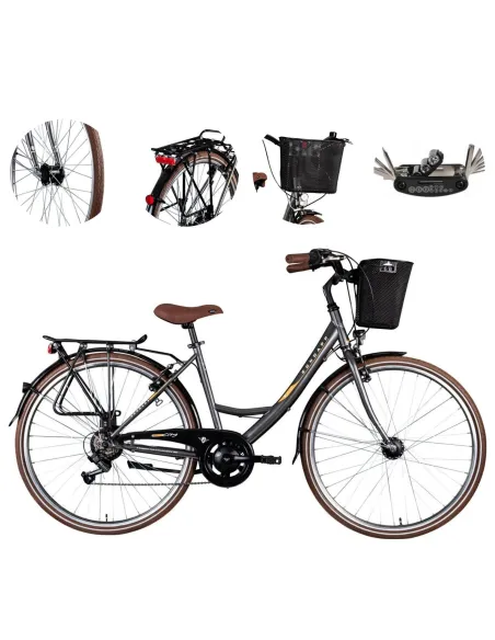 Miejski Rower Damski 28 Oświetlenie Dynamo Koszyk Dzwonek Stopka Błotniki