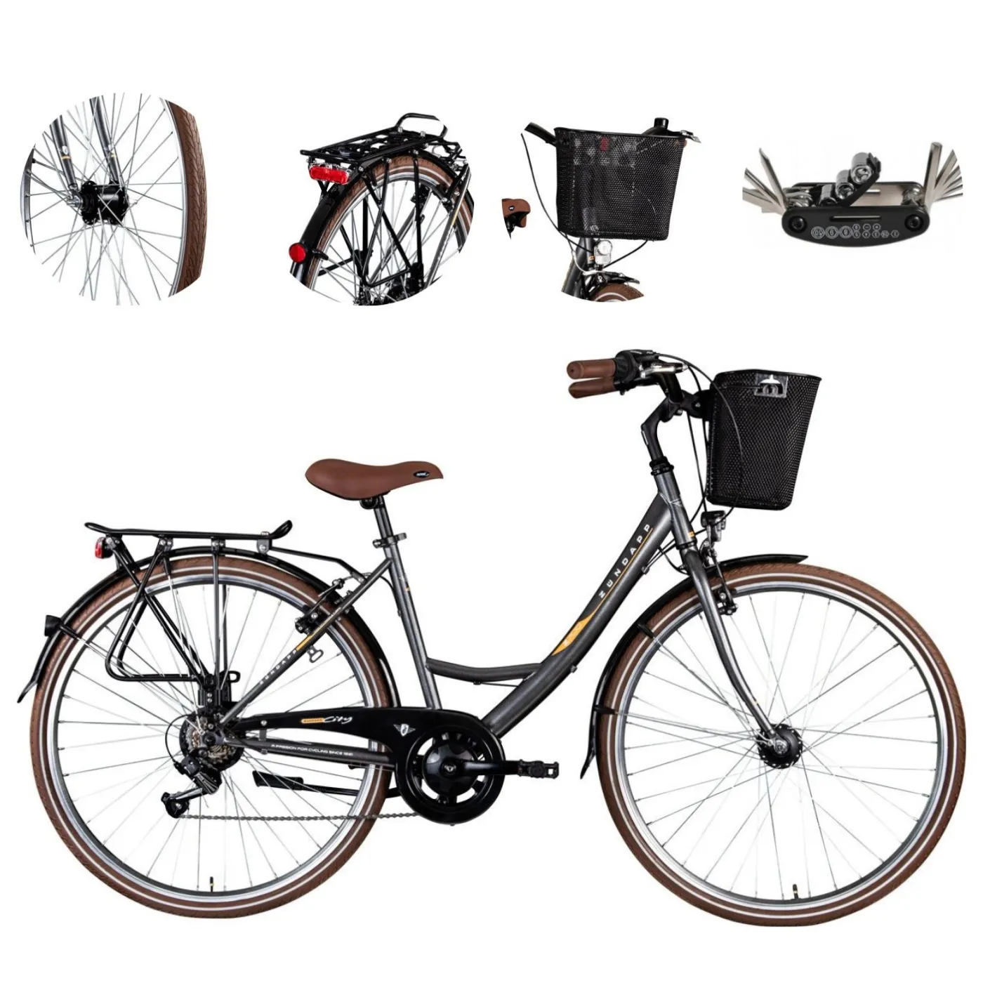 Miejski Rower Damski 28 Oświetlenie Dynamo Koszyk Dzwonek Stopka Błotniki