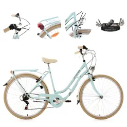 Damski Rower Miejski Retro 28 Damka Bagażnik Błotniki Stopka Oświetlenie