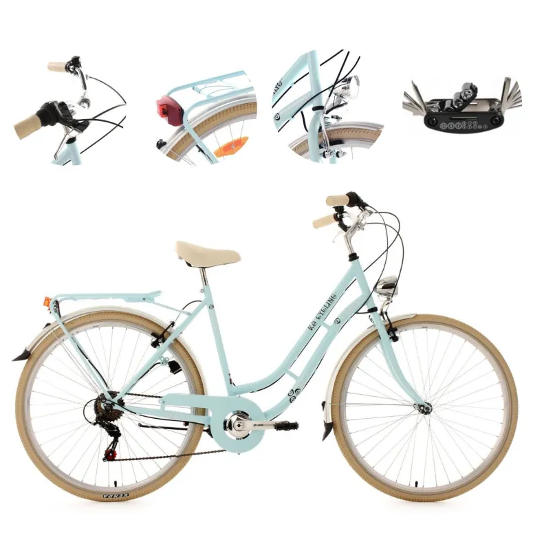 Damski Rower Miejski Retro 28 Damka Bagażnik Błotniki Stopka Oświetlenie