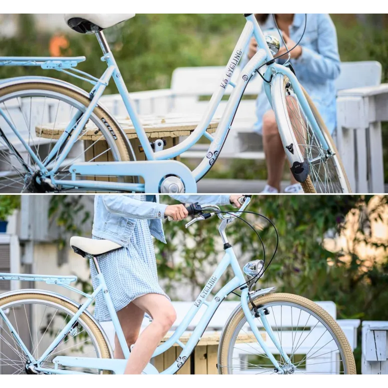 Damski Rower Miejski Retro 28 Damka Bagażnik Błotniki Stopka Oświetlenie