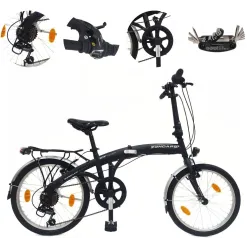 Rower Składany Miejski 20 Revo Męski Damski Dzwonek Oświetlenie Bagażnik