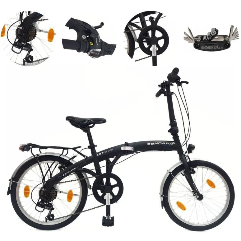 Rower Składany Miejski 20 Revo Męski Damski Dzwonek Oświetlenie Bagażnik