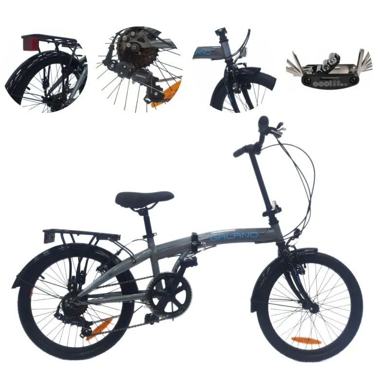 Rower Składany 20 Męski Damski Bagażnik Odblaski Dzwonek Stopka Błotniki