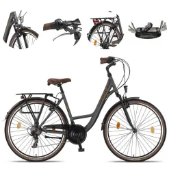 Rower Miejski Damski 28 Stal Revoshift Dzwonek Oświetlenie Stopka Bagażnik