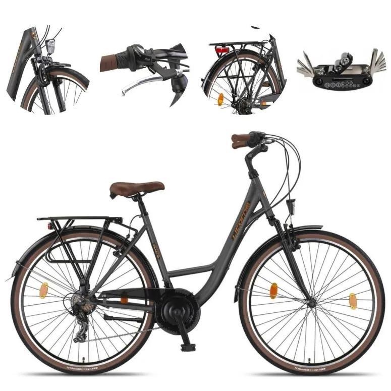 Rower Miejski Damski 28 Stal Revoshift Dzwonek Oświetlenie Stopka Bagażnik