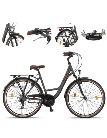 Rower Miejski Damski 28 Stal Revoshift Dzwonek Oświetlenie Stopka Bagażnik