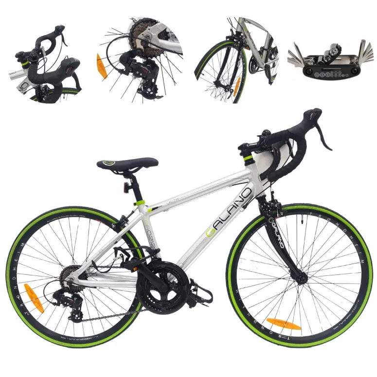 Rower Szosowy Młodzieżowy 24 Aluminiowy 14 Biegów Dzwonek Wyścigowy U Brake