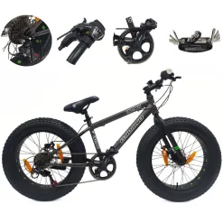Rower Dziecięcy MTB Fatbike 20 Stal Stopka Odblaski Na Koła 7 Biegów +6lat