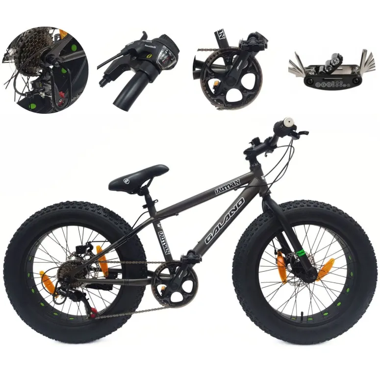 Rower Dziecięcy MTB Fatbike 20 Stal Stopka Odblaski Na Koła 7 Biegów +6lat