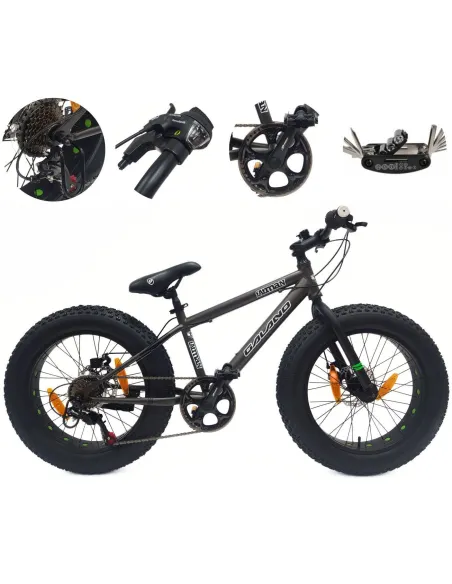 Rower Dziecięcy MTB Fatbike 20 Stal Stopka Odblaski Na Koła 7 Biegów +6lat