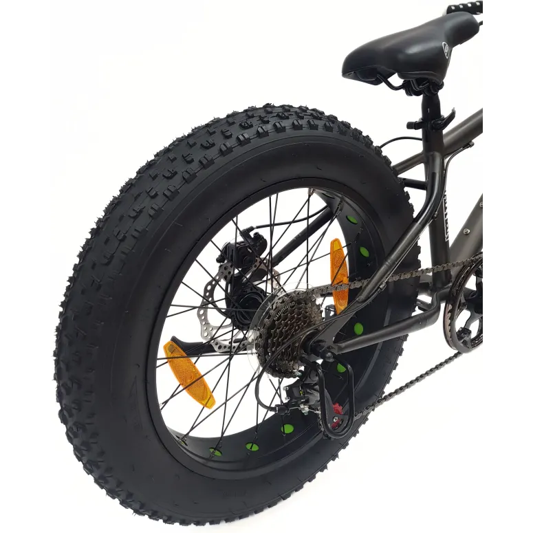 Rower Dziecięcy MTB Fatbike 20 Stal Stopka Odblaski Na Koła 7 Biegów +6lat