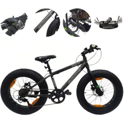 Rower Dziecięcy 20 Alu Fatbike Terenowy Górski Tarcze Stopka Szerokie Opony