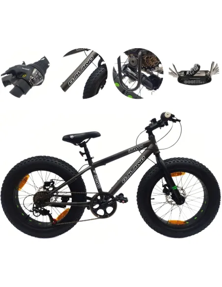 Rower Dziecięcy 20 Alu Fatbike Terenowy Górski Tarcze Stopka Szerokie Opony