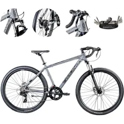 Rower Szosowy Gravel 29 Przełajowy Aluminiowy Tarcze 14 Biegów Dzwonek
