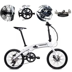 Elektryczny Rower Składany 20 Alu Sora Cyngle Tarcze Dzwonek Wspomaganie