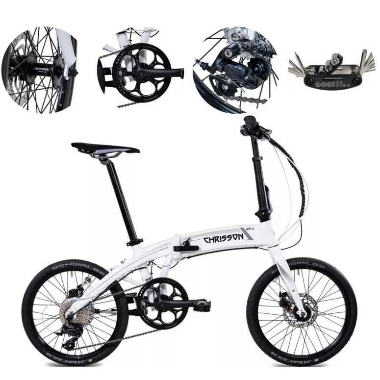 Elektryczny Rower Składany 20 Alu Sora Cyngle Tarcze Dzwonek Wspomaganie