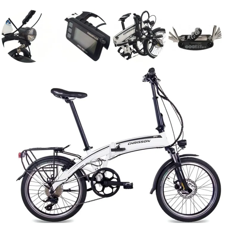 Elektryczny Rower Składany 20 Alu Sora Cyngle Wspomaganie Dzwonek Stopka