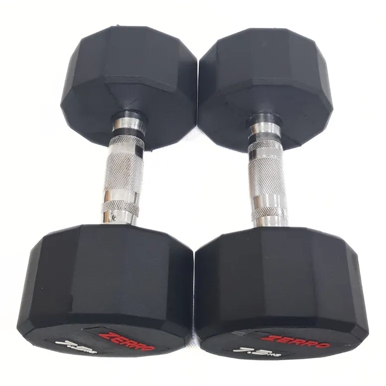 Hantle Żeliwne Zerro Powlekane Gumowane Ciężarki Do Ćwiczeń 2 x 7,5 kg