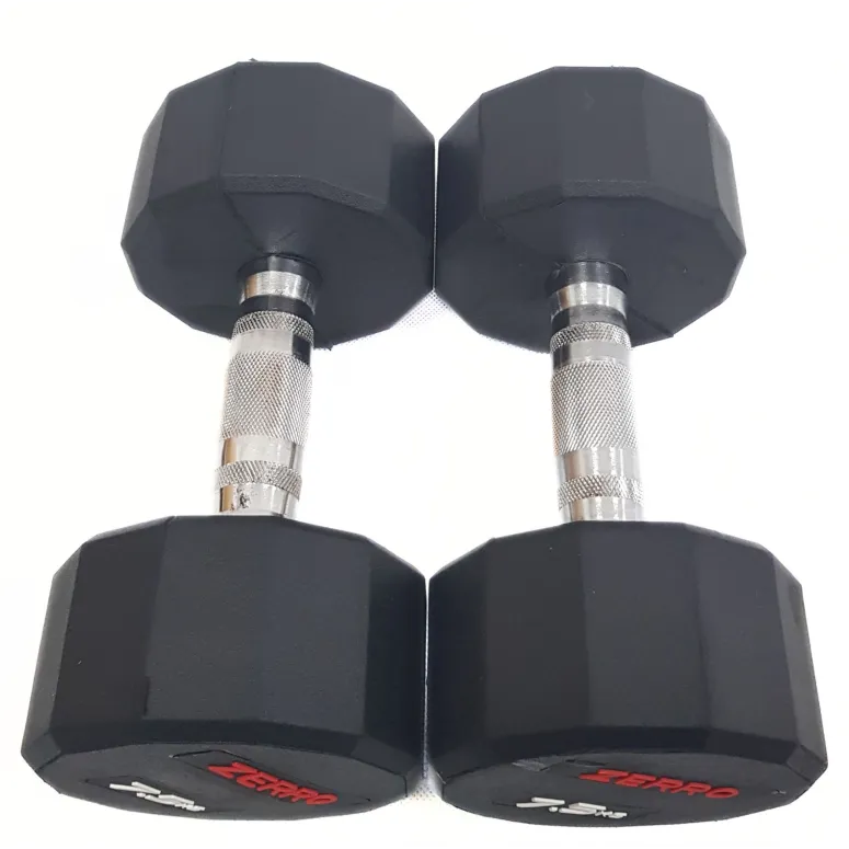 Hantle Żeliwne Zerro Powlekane Gumowane Ciężarki Do Ćwiczeń 2 x 7,5 kg