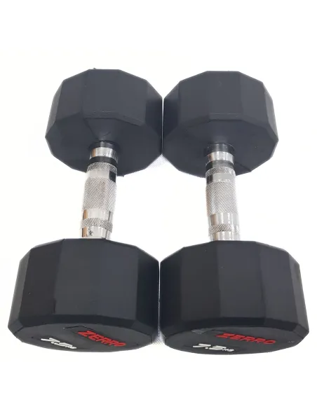 Hantle Żeliwne Zerro Powlekane Gumowane Ciężarki Do Ćwiczeń 2 x 7,5 kg