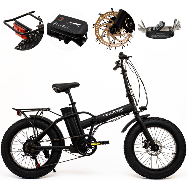 Elektryczny Rower Fatbike 20 Stal 36V 13Ah 250W Sk?adany Czarny Baga?nik