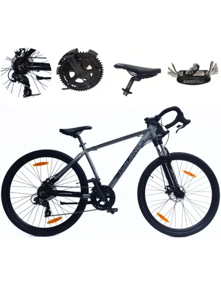 Rower Szosowy Uniwersalny 29 Przełajowy Aluminiowy Tarcze 14 Biegów Dzwonek