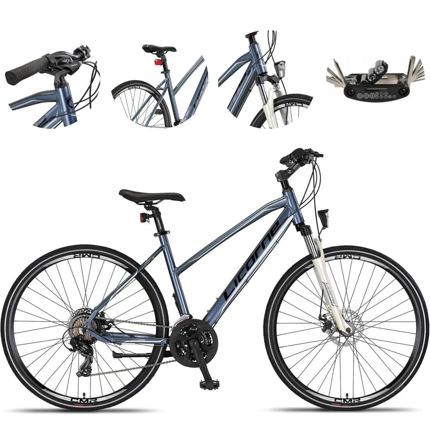 Rower Damski Trekkingowy 28 Aluminium Tarcze Cyngle Stopka Światła Dzwonek