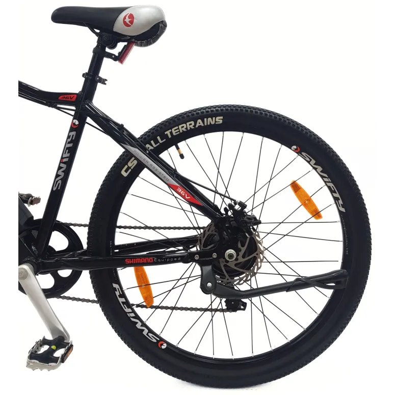 Elektryczny Rower Górski MTB 27.5 Alu Tarcze Revo Stopka Odblaski Czarny