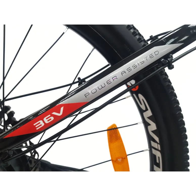 Elektryczny Rower Górski MTB 27.5 Alu Tarcze Revo Stopka Odblaski Czarny