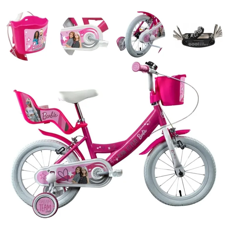 Rower Dziecięcy 14 Dziewczęcy Stal Kółka Boczne Dzwonek Bagażnik Na Lalki