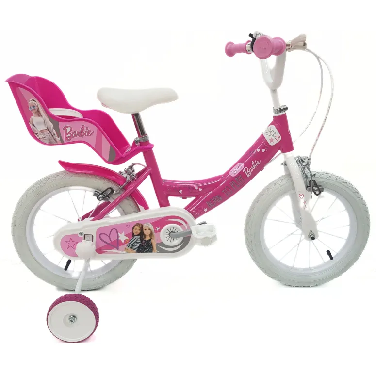 Rower Dziecięcy 14 Dziewczęcy Stal Kółka Boczne Dzwonek Bagażnik Na Lalki