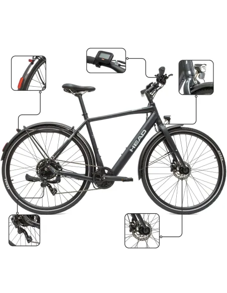 Rower Elektryczny Męski Trekkingowy 28 HEAD 250W Bafang Hydraulika Lekki