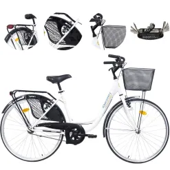 Rower Miejski Damski 26 Błotniki Dzwonek Bagażnik Koszyk Oświetlenie Stopka