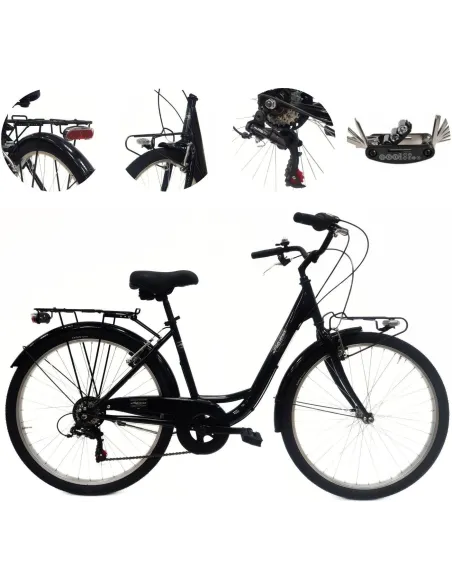 Rower Miejski Damski 26 Stal Retro Bagażnik Oświetlenie Dzwonek Revoshift