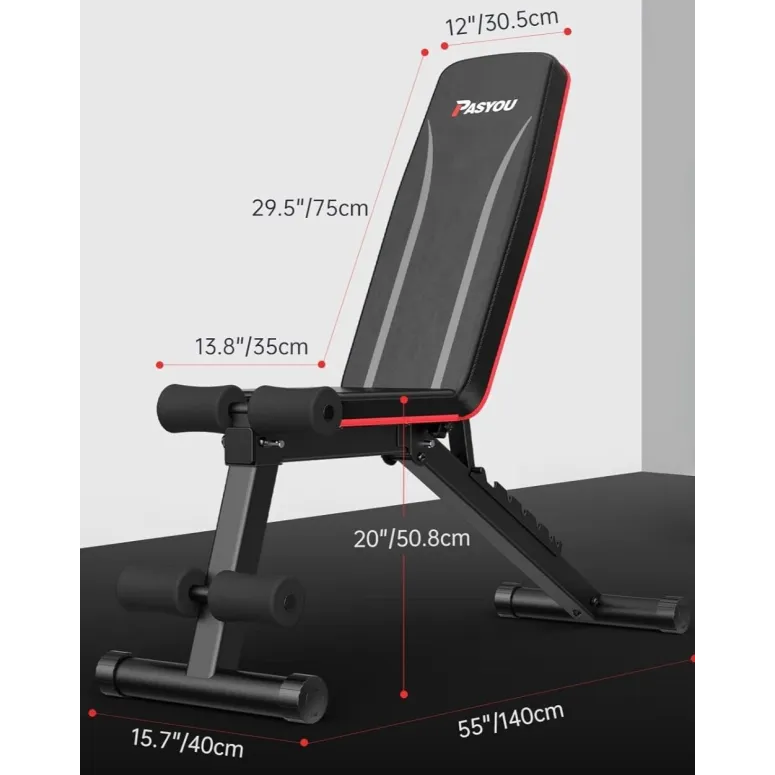 Ławka Treningowa Pasyou Do Cwiczeń Regulowana Składana Wielofunkcyjna 227kg