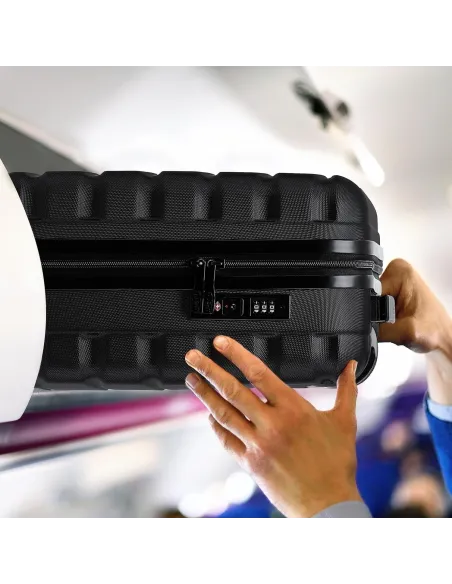 Zestaw Walizek Flight Knight 3 Walizki Duża Średnia Mała Koła 360° Czarny