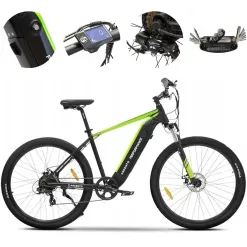 Elektryczny Rower Górski 29 ALU MTB Hardtail Wspomaganie Tarcze Oświetlenie