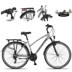 Rower Trekkingowy Damski 28 Stal Bagażnik Światła Dzwonek Błotniki Cyngle