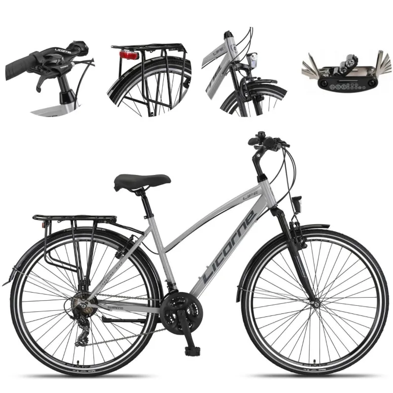 Rower Trekkingowy Damski 28 Stal Bagażnik Światła Dzwonek Błotniki Cyngle