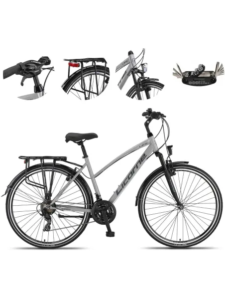 Rower Trekkingowy Damski 28 Stal Bagażnik Światła Dzwonek Błotniki Cyngle
