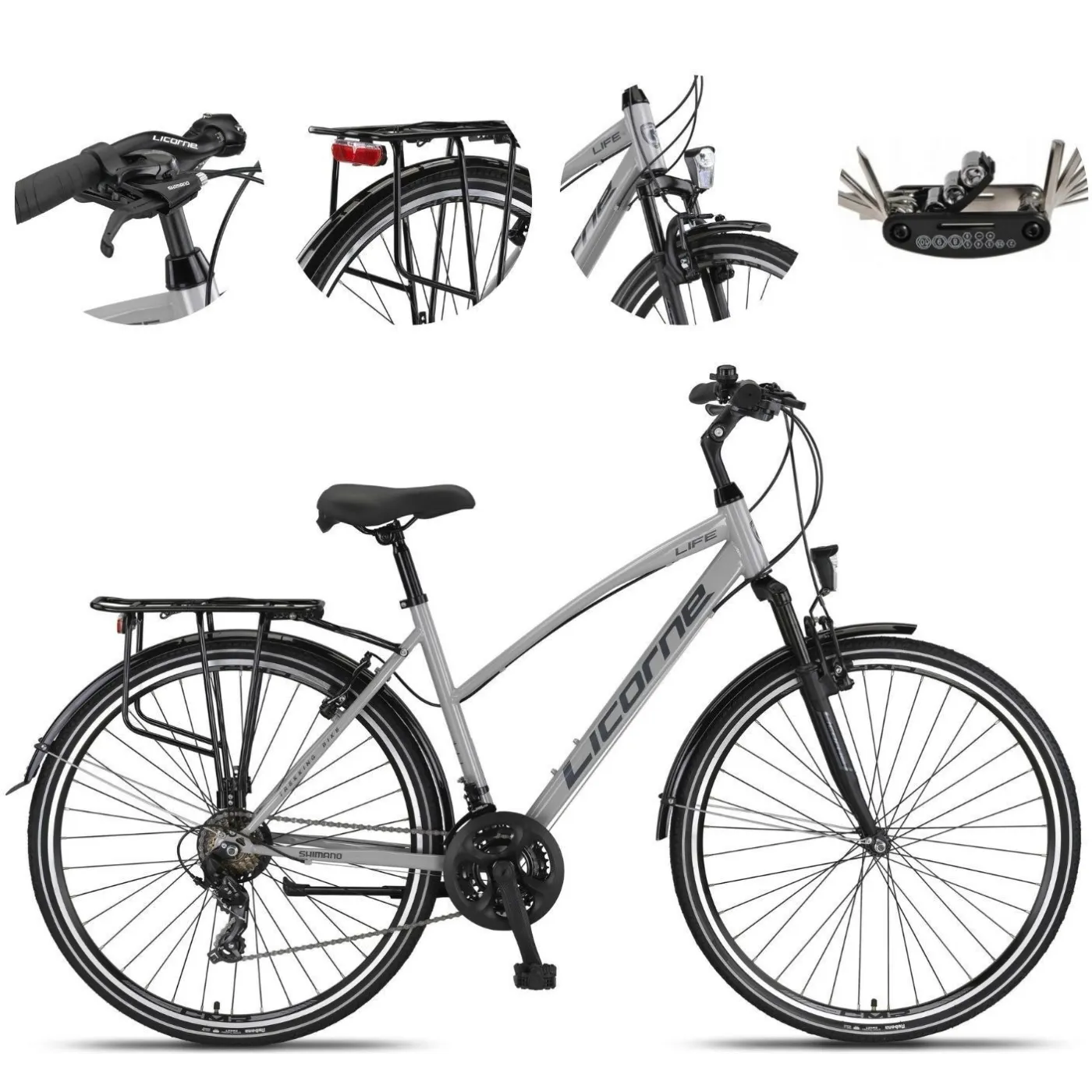 Rower Trekkingowy Damski 28 Stal Bagażnik Światła Dzwonek Błotniki Cyngle