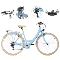 Rower Miejski Damski 26 Stalowy Retro Bagażnik Stopka Oświetlenie Dzwonek