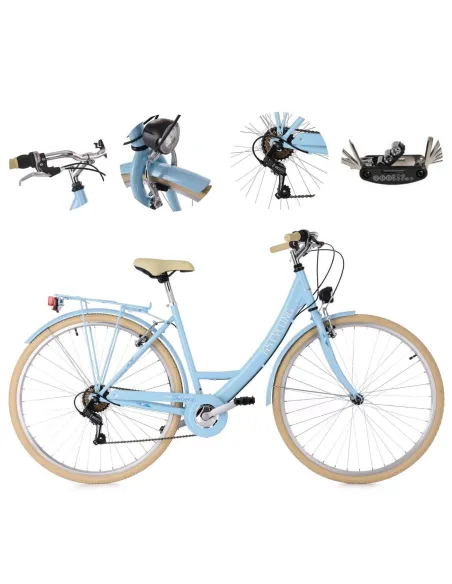 Rower Miejski Damski 26 Stalowy Retro Bagażnik Stopka Oświetlenie Dzwonek