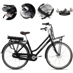 Elektryczny Rower Miejski 28 Damski ALU Wspomaganie Nexus Światła Bagażnik