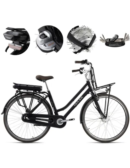 Elektryczny Rower Miejski 28 Damski ALU Wspomaganie Nexus Światła Bagażnik