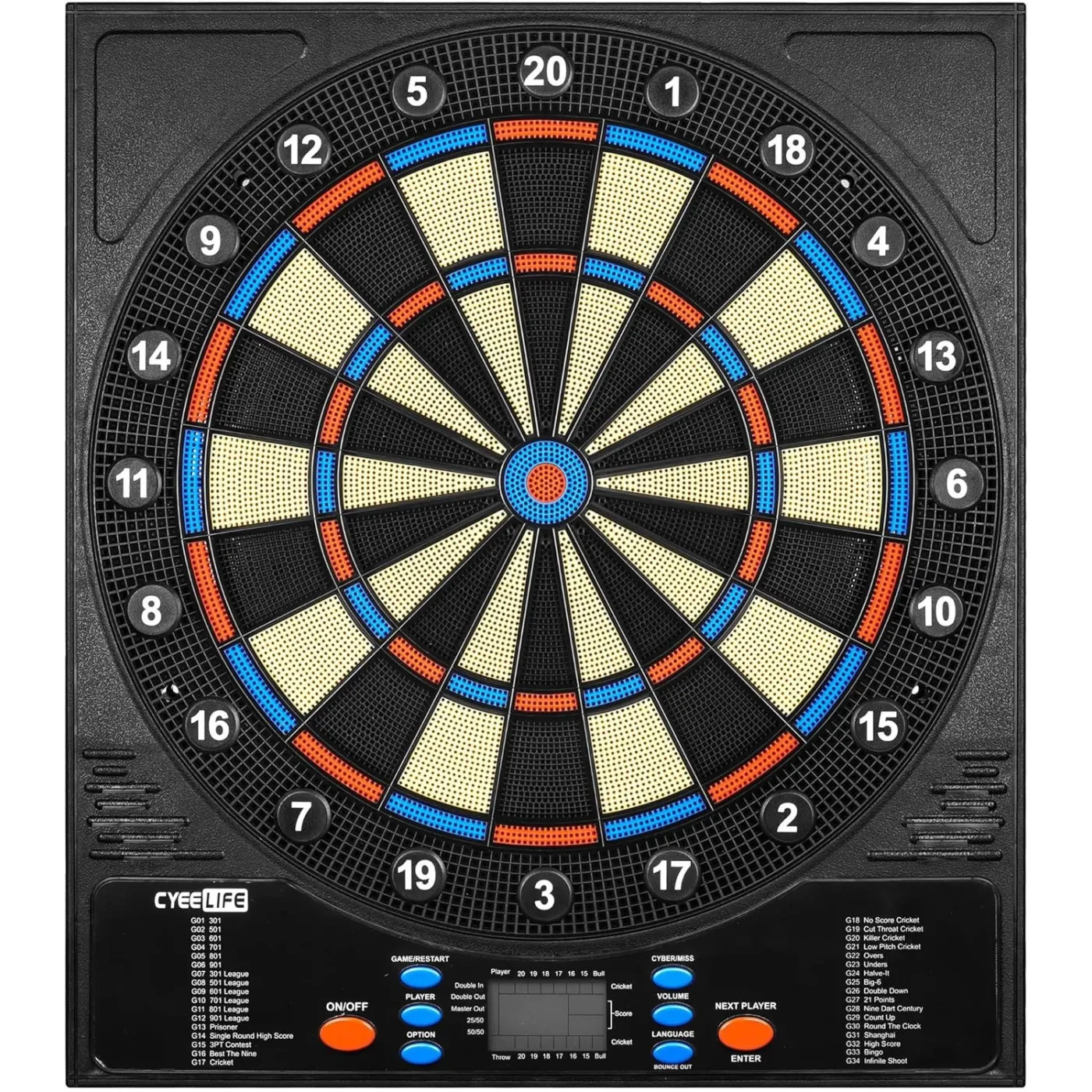 Tarcza Do Rzutek Dartboard CyeeLife 13,5" Zestaw 1-8 Graczy 34 Gry Rzutki