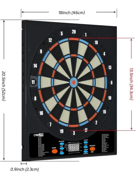 Tarcza Do Rzutek Dartboard CyeeLife 13,5" Zestaw 1-8 Graczy 34 Gry Rzutki